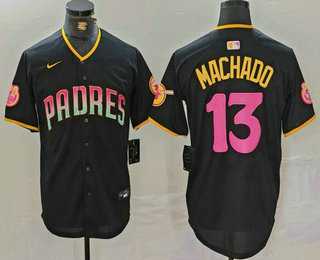 Men%27s San Diego Padres #13 Manny Machado Black 20th Anniversary Cool Base Stitched Jersey->san diego padres->MLB Jersey